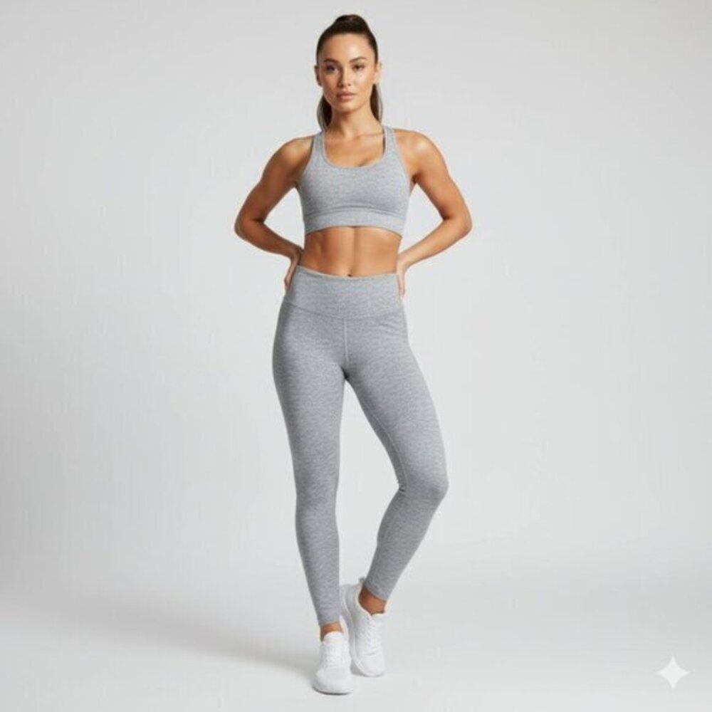 Rohnisch Women's 7/8 Length High Rise Leggings Pants Tights Grey Size Small